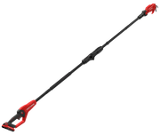 Craftsman CMCPPR320D1 cordless pole pruner, red and black, side angle on white background.