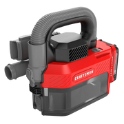 CRAFTSMAN cordless handheld vacuum with red and black design and flexible hose attachment.