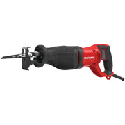 Photo of Craftsman reciprocating saw CMES300, red and black, side angle on white background.