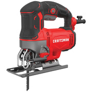 Photo of CRAFTSMAN jigsaw CMES612, red and black, front angled on white background.