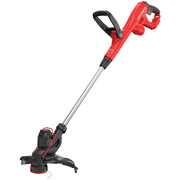 Photo of a Craftsman CMEST913 string trimmer with red and black design, side angle, straight shaft, white background.