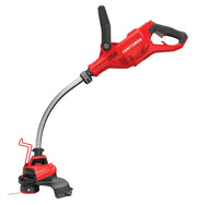 Photo of Craftsman CMESTHOS912 red electric string trimmer in side view on white background.