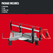 Photo of Craftsman miter box saw set CMHT20800, gray and red, angled view on white background.