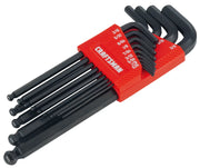 Craftsman hex key set with red holder, assorted sizes, white background beauty shot, angled view