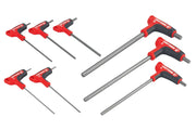 Photo of Craftsman T-handle hex key set, red and black handles, SKU CMHT26161V, front angle on white background.