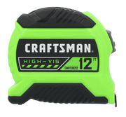 A green and black Craftsman High-Vis 12-foot tape measure, model CMHT38212, shown against a white background.