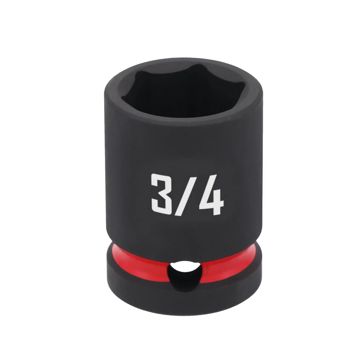 A black Craftsman socket with a red band near the base, labeled with the size 3/4 in white text.