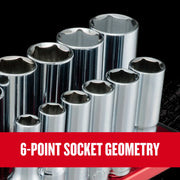 Craftsman chrome sockets set CMMT17560V, six-point geometry, close-up, tool graphics category.