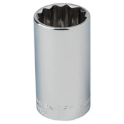 Photo of Craftsman chrome deep socket, model CMMT43320, with twelve-point opening, shown on a white background.