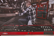 Photo of Craftsman CMMT87902 mechanic tool set displayed in a red toolbox with wrenches and screwdrivers.