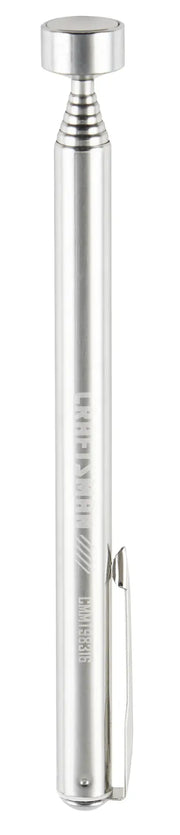 Photo of CRAFTSMAN CMMT98316 telescoping magnetic pickup tool, silver metal, with pocket clip, front angle on white background.
