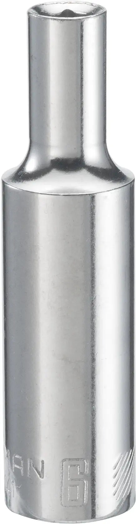 Photo of Craftsman CMMT99141 chrome deep socket tool, front angle, with hex opening and engraved size mark.