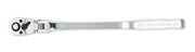 Photo of CRAFTSMAN long handle flex head ratchet, model CMMT99439, silver finish, side angle on white background.