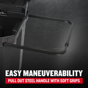 Craftsman steel pull-out handle with soft grips on storage box, angled view, CMST37025.