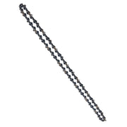 Photo of CRAFTSMAN chainsaw chain, black and silver, SKU CMXGZAM700117, top angle on white background.