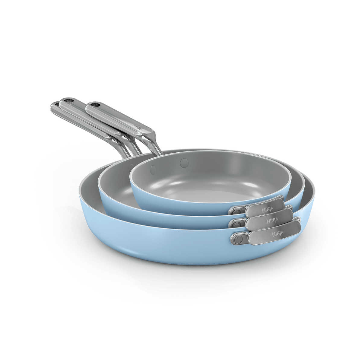 Ninja NeverQuit™ 3-Piece Ceramic Frying Pan Set in Iceland Blue