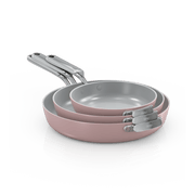 Ninja NeverQuit™ 3-Piece Ceramic Frying Pan Set in Chai Pink
