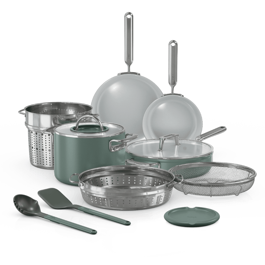 Ninja NeverQuit™ 12-Piece Ceramic Cookware Set, Forest Sage 
