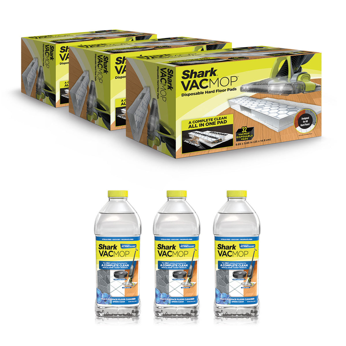 Shark VACMOP™ Mop Pads + Cleaning Solution Bundle