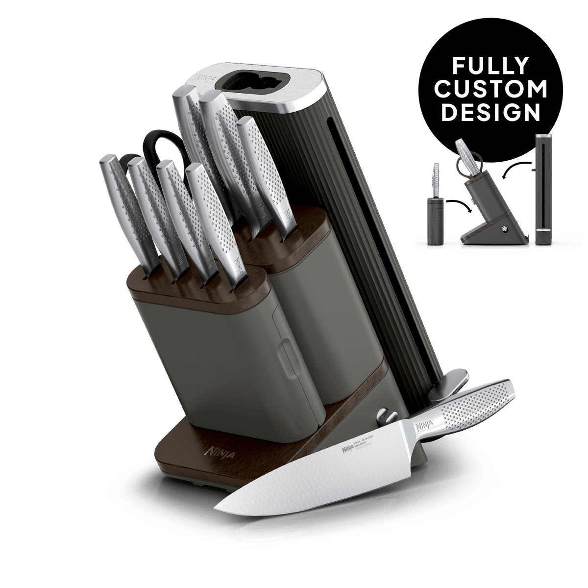 Ninja NeverDull Pro 11-Piece Premium Kitchen Knife Set & Steak Knives in Slate