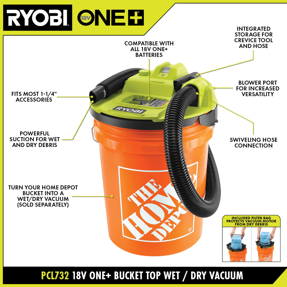18V ONE+ BUCKET TOP WET/DRY VACUUM  Image 3