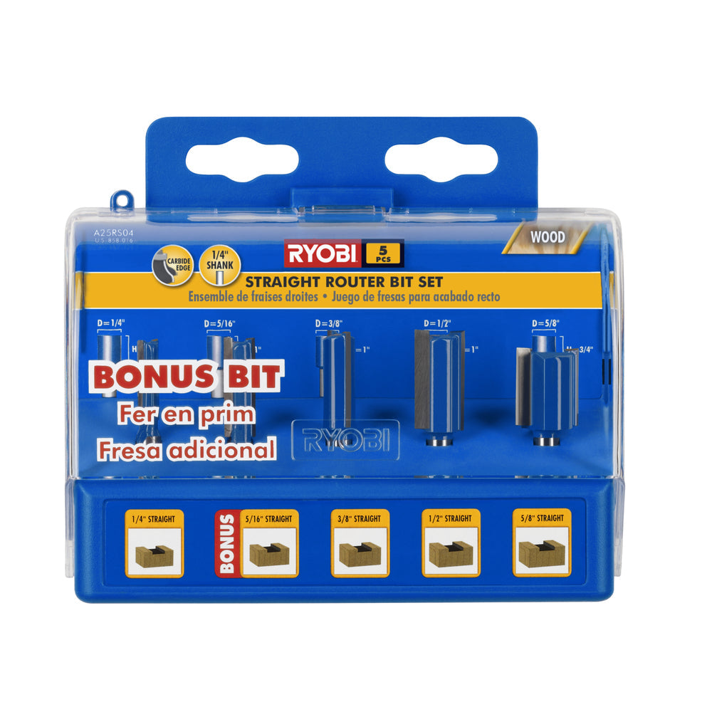 5 PC. Straight Router Bit Set Image 2